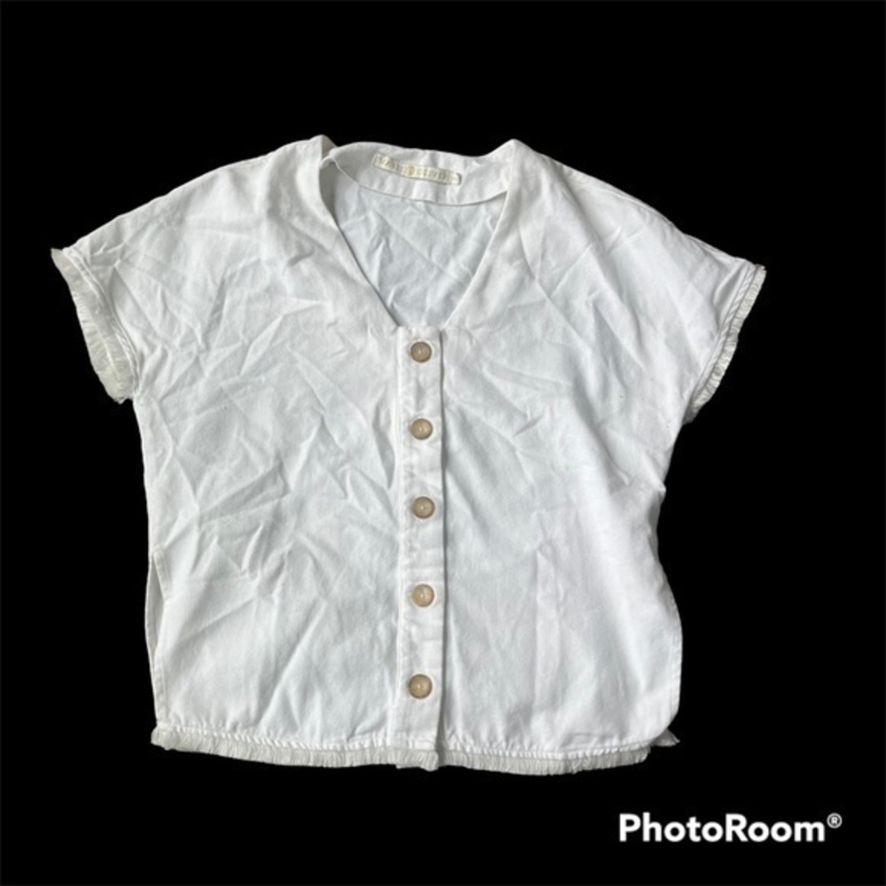 Marie Oliver white cotton coastal style button down shirt